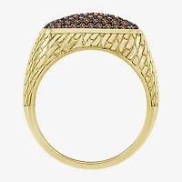 (Brown / I3) Mens 1 CT. T.W. Natural Champagne Diamond 10K Gold Cushion Cocktail Ring