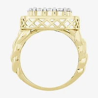 (J / I3) Mens 1 CT. T.W. Natural White Diamond 10K Gold Cushion Cocktail Ring