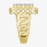 (J / I3) Mens 1 CT. T.W. Natural White Diamond 10K Gold Cushion Cocktail Ring
