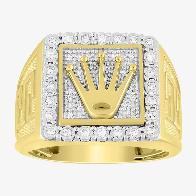 (J / I3) Mens 1/4 CT. T.W. Natural White Diamond 10K Gold Cocktail Ring