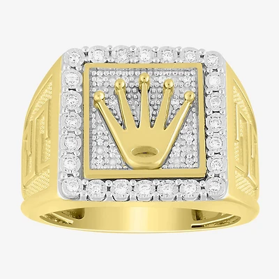 (J / I3) Mens 1/4 CT. T.W. Natural White Diamond 10K Gold Cocktail Ring