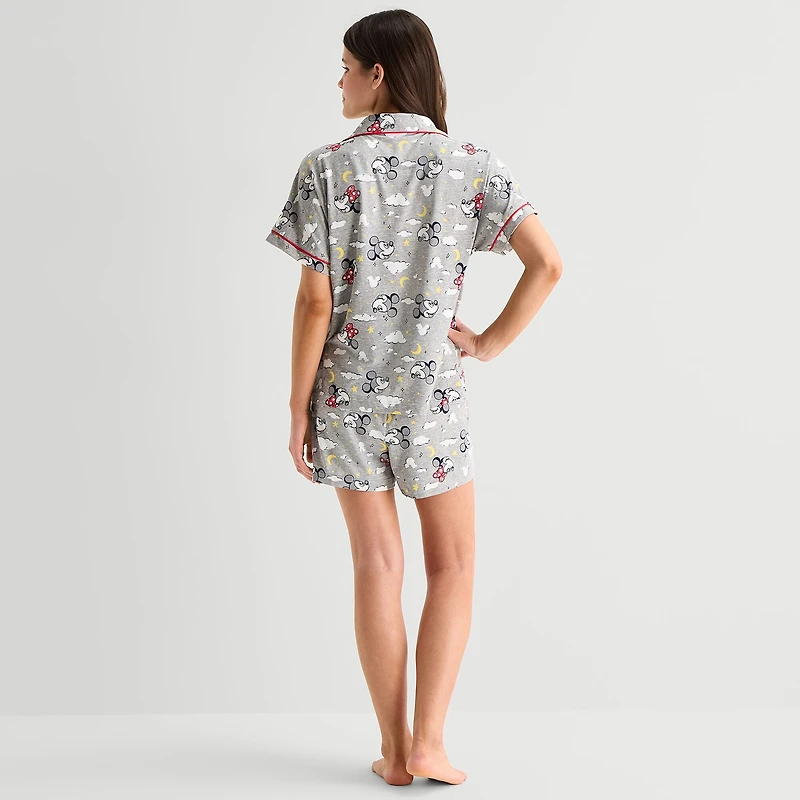 Disney Mjc Womens Mickey Mouse Short Sleeve 2-pc. Pajama Set