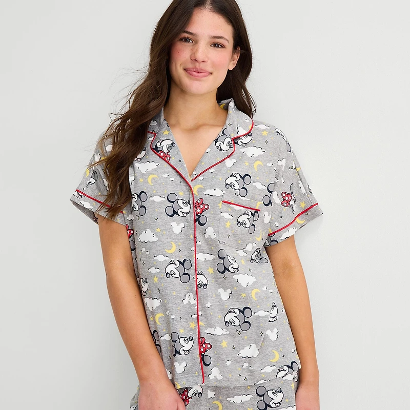 Disney Mjc Womens Mickey Mouse Short Sleeve 2-pc. Pajama Set