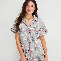Disney Mjc Womens Mickey Mouse Short Sleeve 2-pc. Pajama Set
