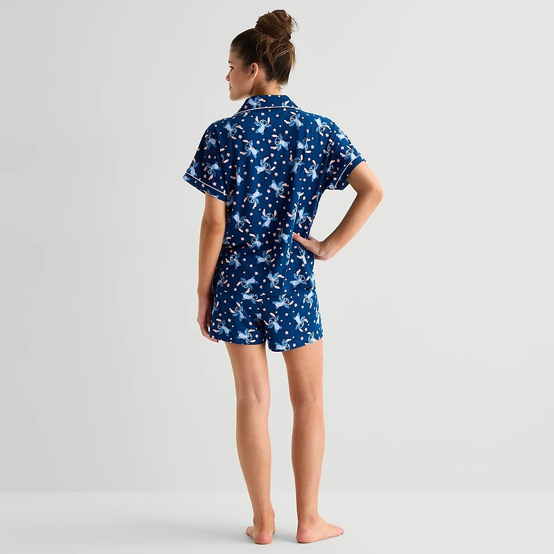 Disney Mjc Womens Lilo & Stitch Short Sleeve 2-pc. Pajama Set