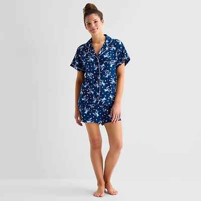 Disney Mjc Womens Lilo & Stitch Short Sleeve 2-pc. Pajama Set