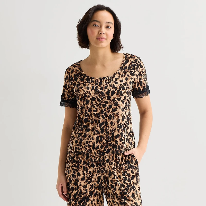 Ambrielle Womens Scoop Neck Short Sleeve Pajama Top