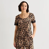 Ambrielle Womens Scoop Neck Short Sleeve Pajama Top