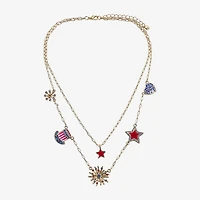 Mixit 4th Of July Layered Charm Womens 18 Inch Strand Necklace