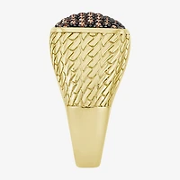 (Brown / I3) Mens 1 CT. T.W. Natural Champagne Diamond 10K Gold Cushion Cocktail Ring