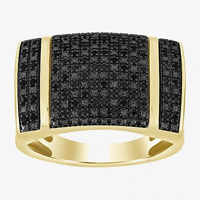 (Black / I3) Mens 1/4 CT. T.W. Natural Black Diamond 10K Gold Cocktail Ring