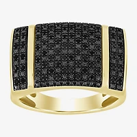 (Black / I3) Mens 1/4 CT. T.W. Natural Black Diamond 10K Gold Cocktail Ring