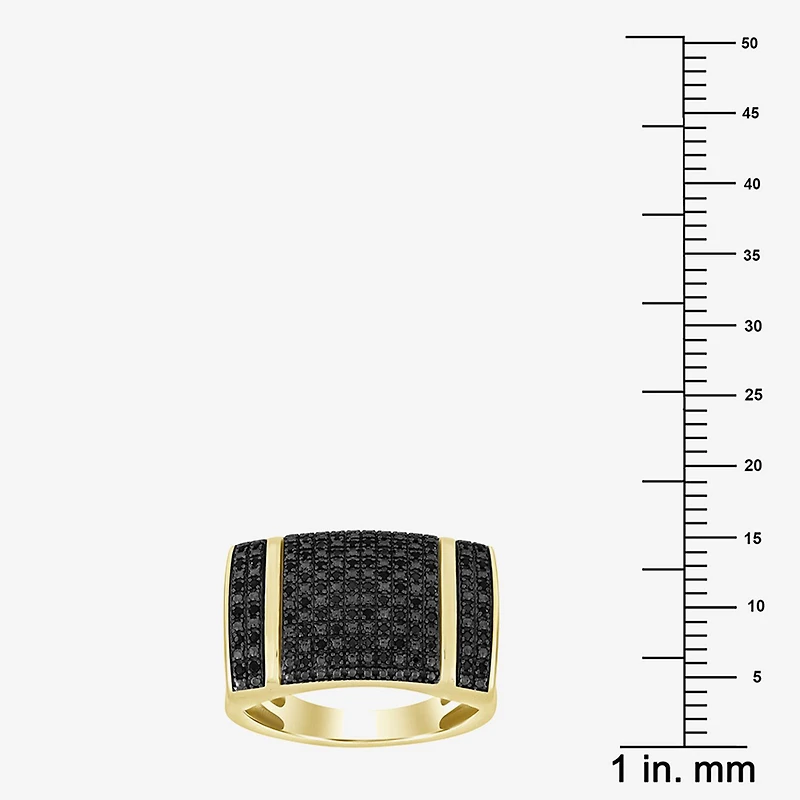 (Black / I3) Mens 1/4 CT. T.W. Natural Black Diamond 10K Gold Cocktail Ring