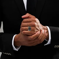 (Black / I3) Mens 1/4 CT. T.W. Natural Black Diamond 10K Gold Cocktail Ring