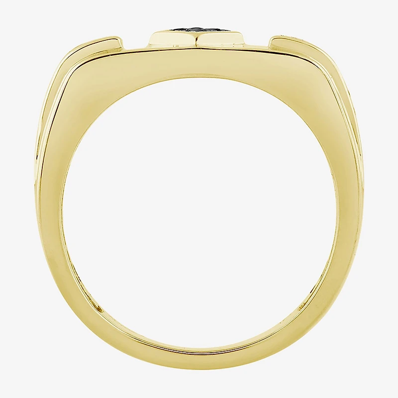 (Black / I3) Mens 1/4 CT. T.W. Natural Black Diamond 10K Gold Band