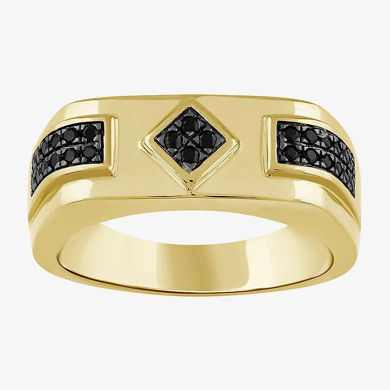 (Black / I3) Mens 1/4 CT. T.W. Natural Black Diamond 10K Gold Band