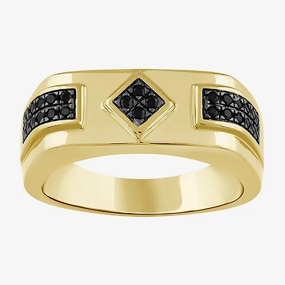 (Black / I3) Mens 1/4 CT. T.W. Natural Black Diamond 10K Gold Band
