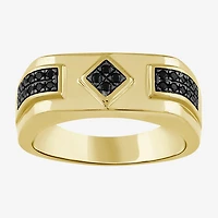 (Black / I3) Mens 1/4 CT. T.W. Natural Black Diamond 10K Gold Band