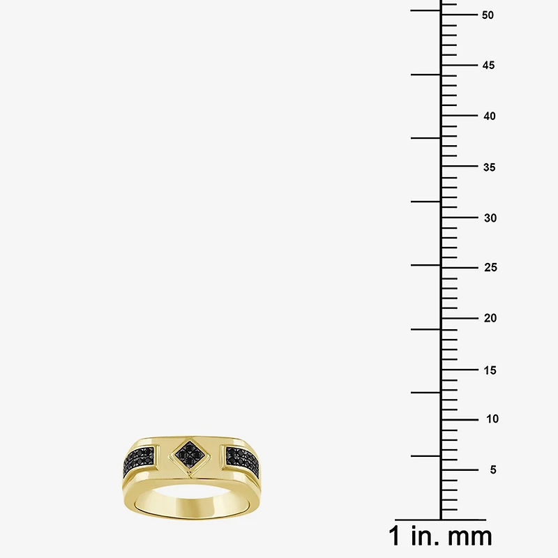 (Black / I3) Mens 1/4 CT. T.W. Natural Black Diamond 10K Gold Band