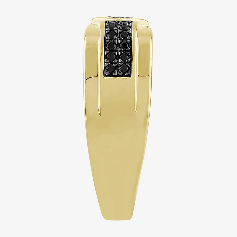 (Black / I3) Mens 1/4 CT. T.W. Natural Black Diamond 10K Gold Band