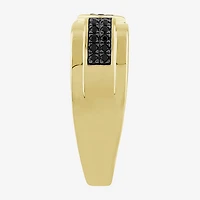 (Black / I3) Mens 1/4 CT. T.W. Natural Black Diamond 10K Gold Band