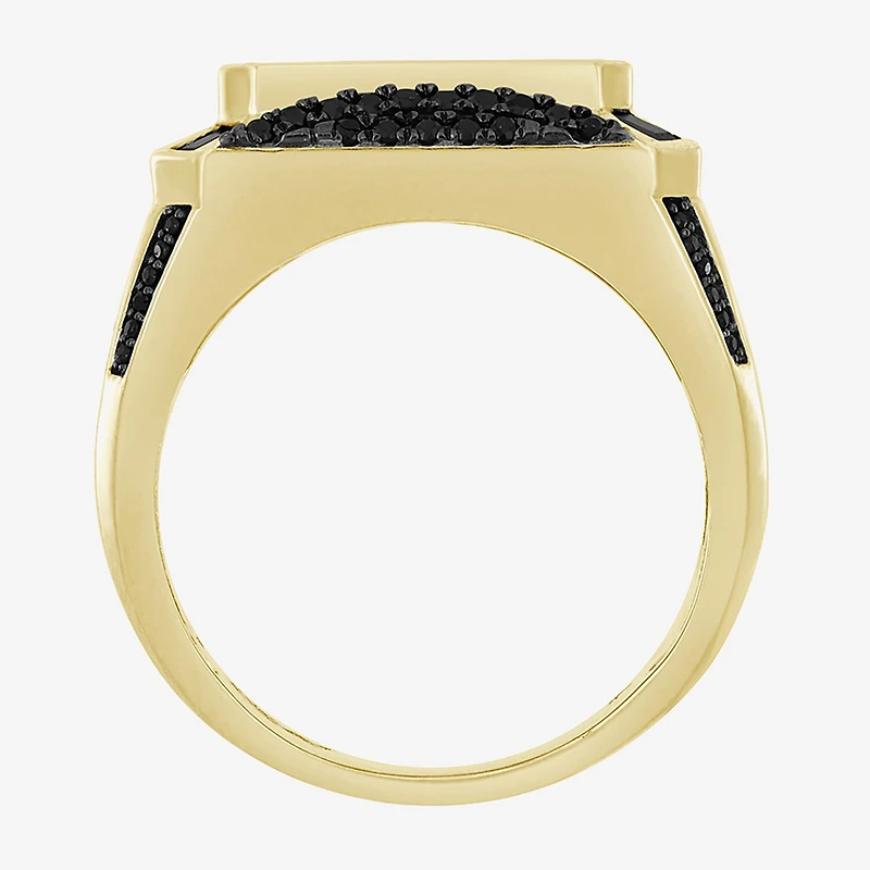 (Black / I3) Mens 1 CT. T.W. Natural Black Diamond 10K Gold Cocktail Ring