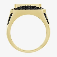 (Black / I3) Mens 1 CT. T.W. Natural Black Diamond 10K Gold Cocktail Ring