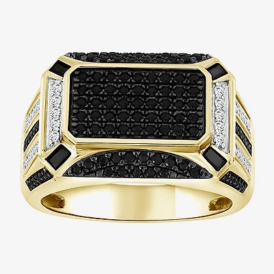 (Black / I3) Mens 1 CT. T.W. Natural Black Diamond 10K Gold Cocktail Ring
