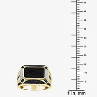 (Black / I3) Mens 1 CT. T.W. Natural Black Diamond 10K Gold Cocktail Ring