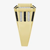 (Black / I3) Mens 1 CT. T.W. Natural Black Diamond 10K Gold Cocktail Ring