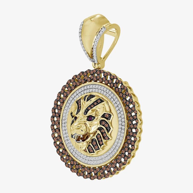(Brown / I3) Mens 1 1/4 CT. T.W. Natural Champagne Diamond 10K Gold Pendant