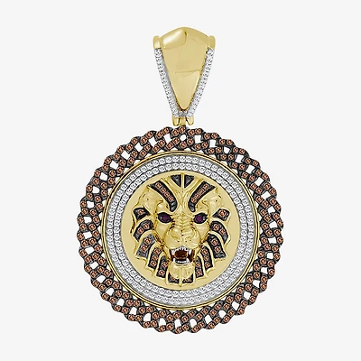 (Brown / I3) Mens 1 1/4 CT. T.W. Natural Champagne Diamond 10K Gold Pendant