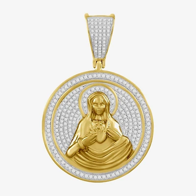 J / I3) Mens 1/ CT. T.W. Natural White Diamond 10K Gold Pendant