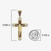 Crucifix (Brown / I3) Mens 1/2 CT. T.W. Natural Champagne Diamond 10K Gold Cross Pendant
