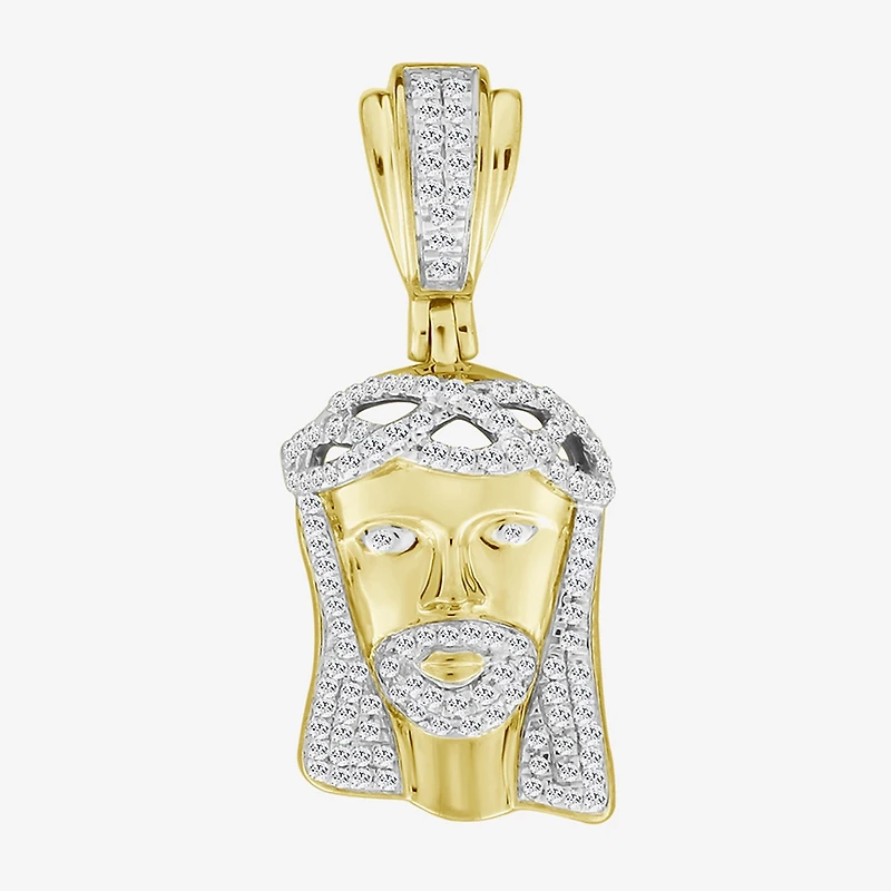 (J / I3) Mens 1/3 CT. T.W. Natural White Diamond 10K Gold Pendant