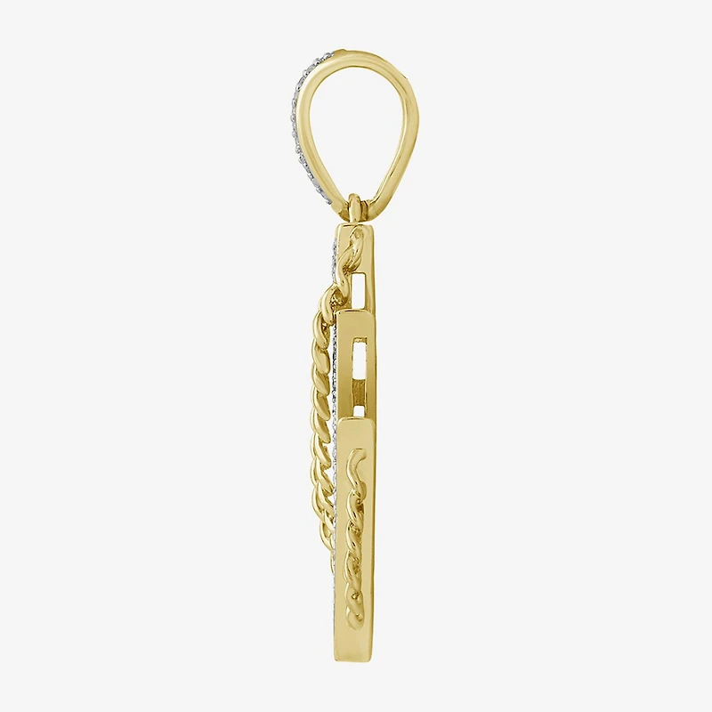 (J / I3) Mens 1/6 CT. T.W. Natural White Diamond 10K Gold LIghtning Bolt Pendant