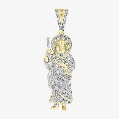 (J / I3) Mens 1/2 CT. T.W. Natural White Diamond 10K Gold Pendant