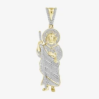 (J / I3) Mens 1/2 CT. T.W. Natural White Diamond 10K Gold Pendant