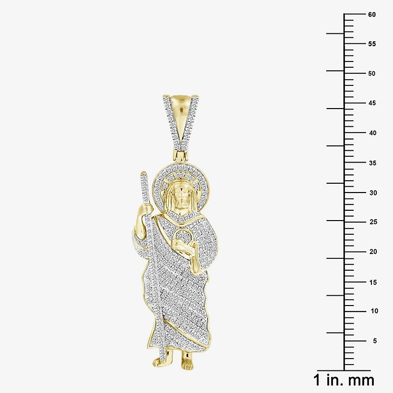(J / I3) Mens 1/2 CT. T.W. Natural White Diamond 10K Gold Pendant