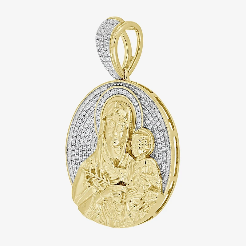 (J / I3) Mens 1/4 CT. T.W. Natural White Diamond 10K Gold Pendant