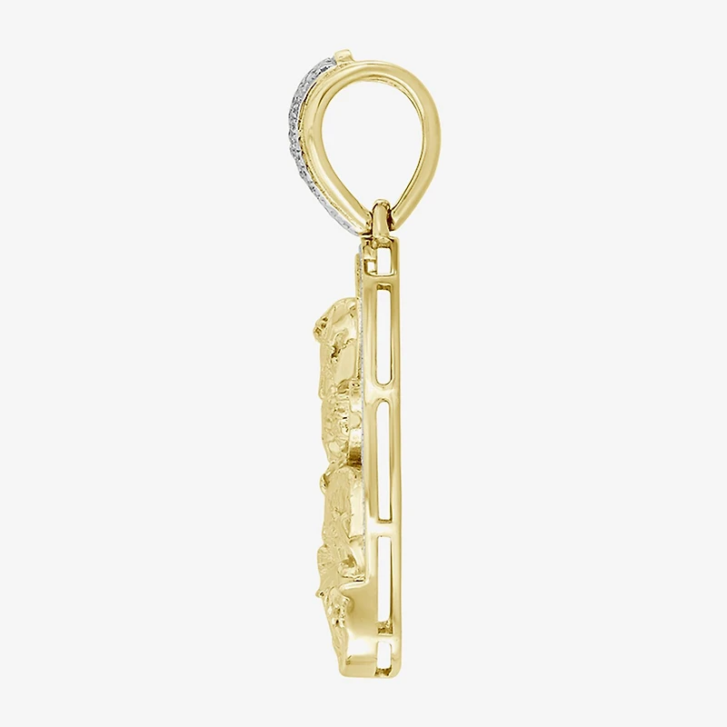 (J / I3) Mens 1/4 CT. T.W. Natural White Diamond 10K Gold Pendant