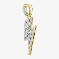 (J / I3) Mens 1/4 CT. T.W. Natural White Diamond 10K Gold LIghtning Bolt Pendant