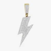 (J / I3) Mens 1/4 CT. T.W. Natural White Diamond 10K Gold LIghtning Bolt Pendant