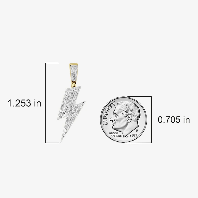 (J / I3) Mens 1/4 CT. T.W. Natural White Diamond 10K Gold LIghtning Bolt Pendant