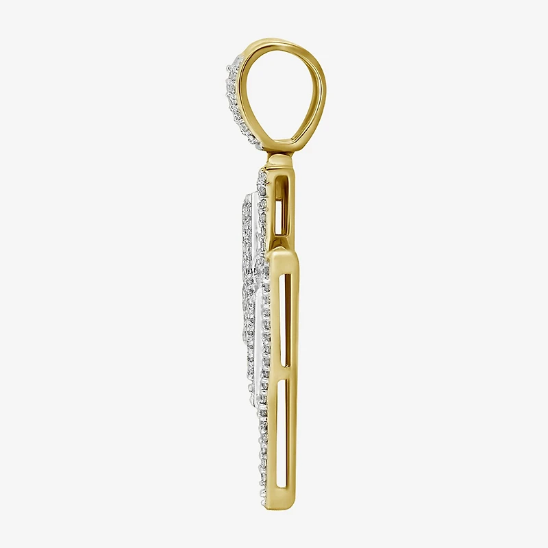 (J / I3) Mens 1/4 CT. T.W. Natural White Diamond 10K Gold LIghtning Bolt Pendant