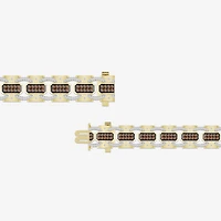 (Brown / I3) Mens 10K Gold Semisolid Link Bracelet