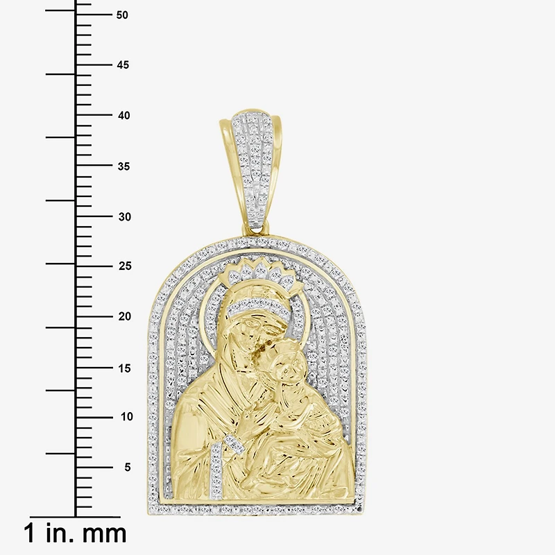 (J / I3) Mens 1/4 CT. T.W. Natural White Diamond 10K Gold Pendant
