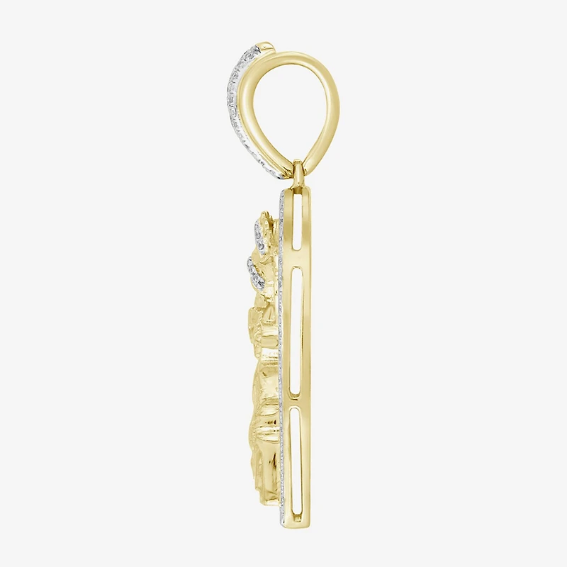 (J / I3) Mens 1/4 CT. T.W. Natural White Diamond 10K Gold Pendant