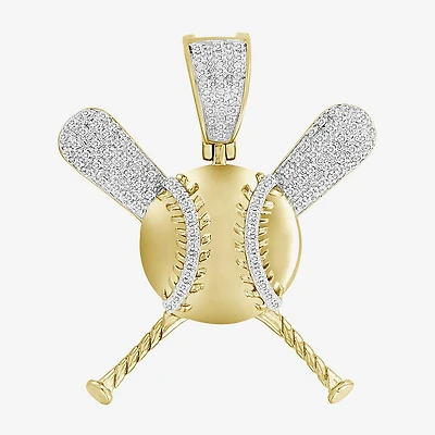(J / I3) Mens 1/5 CT. Natural White Diamond 10K Gold Over Silver Pendant