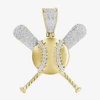 (J / I3) Mens 1/5 CT. Natural White Diamond 10K Gold Over Silver Pendant